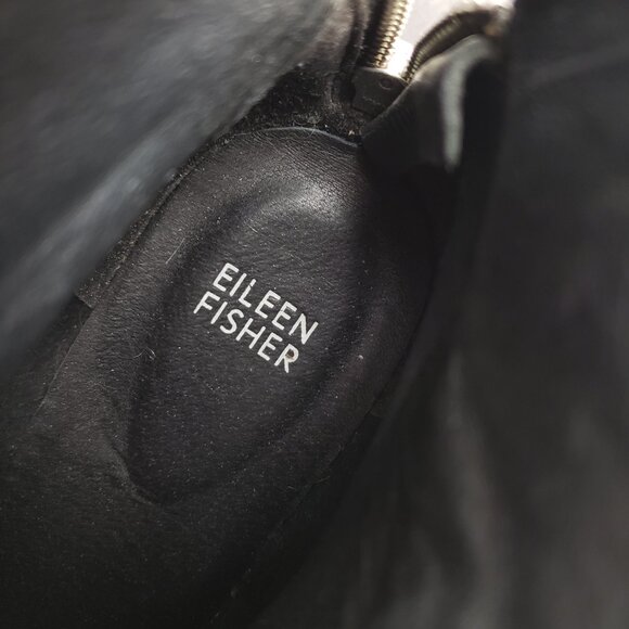 EILEEN FISHER Harris Tumbled Leather Ankle Bootie Black size 9 Lagenlook Goth - Picture 4 of 13